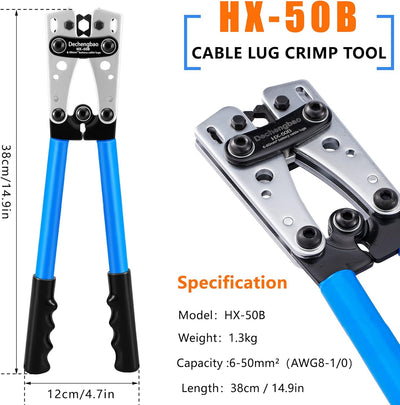 HX-50B Batteriekabelschuh Crimpzangen Handelektrikerzange zum Crimpen von Drahtkabeln von 6-50mm² (A