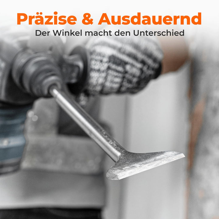 BAUBECK Robuste Fliesenmeissel SDS Plus - schnelles Lösen von Putz & Kleberesten [10° abgewinkelt],