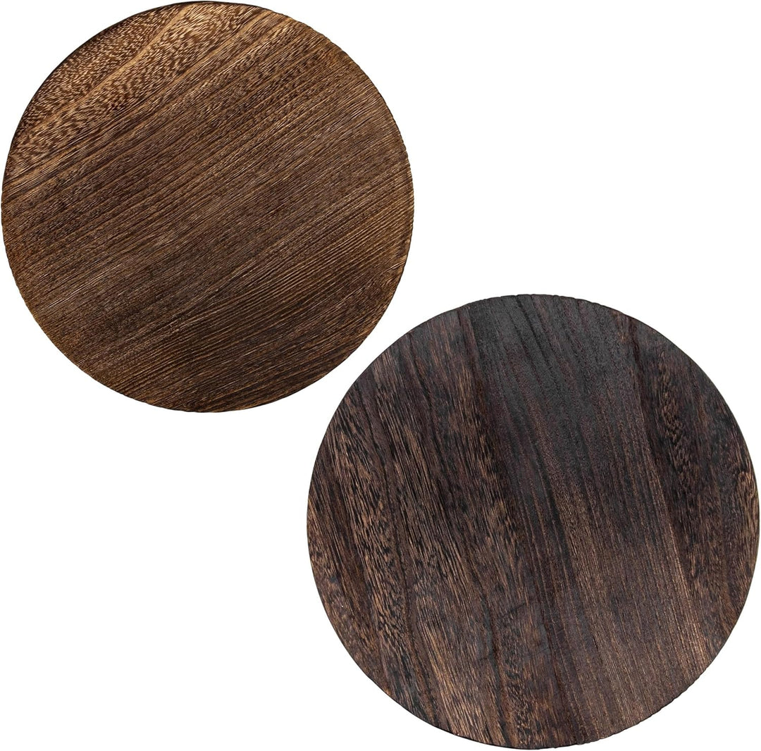 Holz Blumenhocker rund - 2er Set - Pflanzenhocker Hocker Blumenständer Pflanzenständer