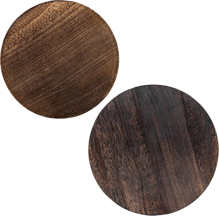 Holz Blumenhocker rund - 2er Set - Pflanzenhocker Hocker Blumenständer Pflanzenständer