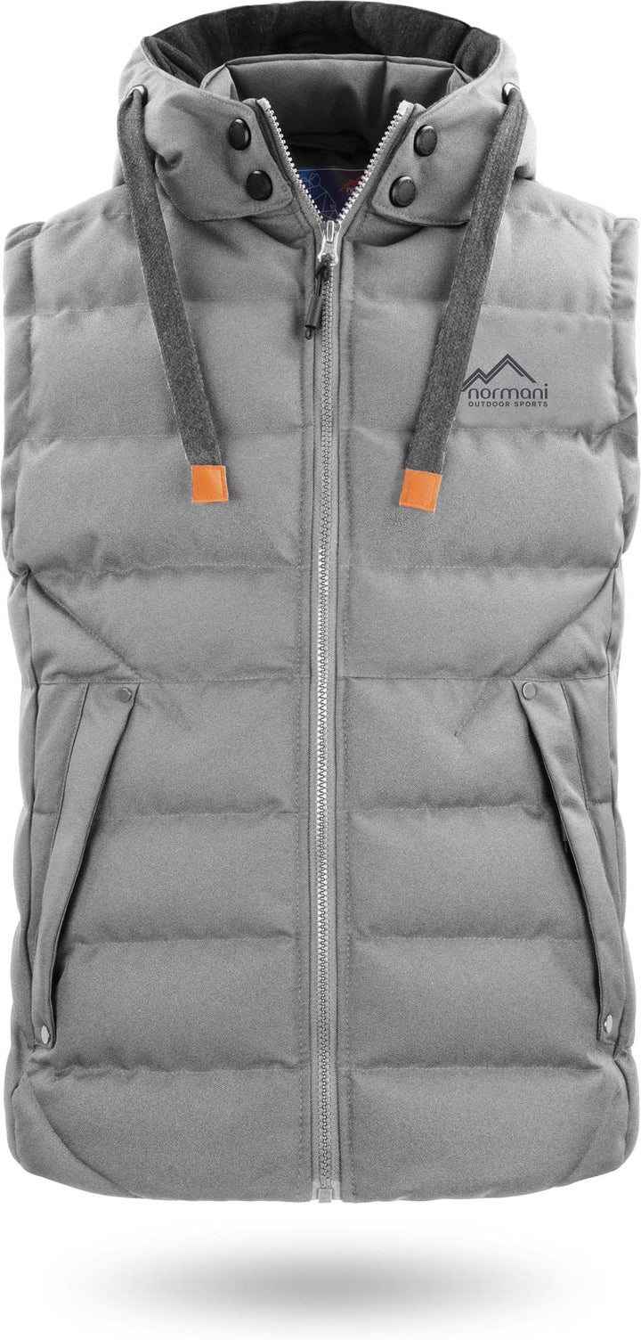 normani Herren Weste Steppweste mit Swaet Kapuze und Stehkragen - Outdoor Weste mit wasserdichten Re
