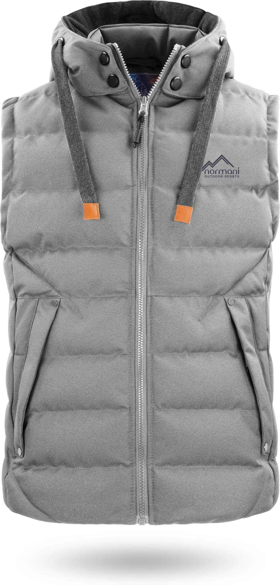 normani Herren Weste Steppweste mit Swaet Kapuze und Stehkragen - Outdoor Weste mit wasserdichten Re
