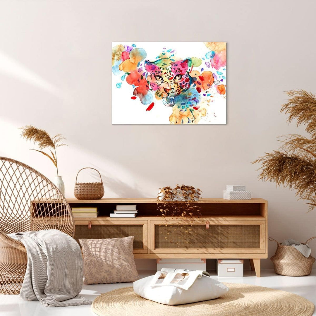 Bilder auf Leinwand Farbe Konzept Katze Leinwandbild mit Rahmen 70x50cm Wandbilder Dekoration Wohnzi