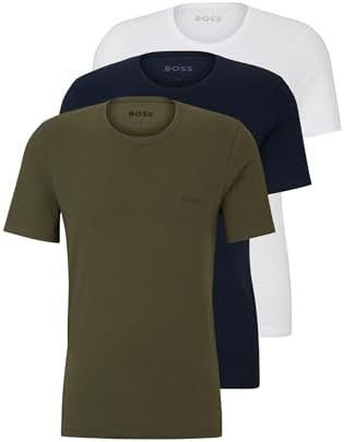 BOSS Herren TShirtRN 3P Classic Dreier-Pack T-Shirts aus Baumwoll-Jersey mit Logo M Grün399, M Gr&#x