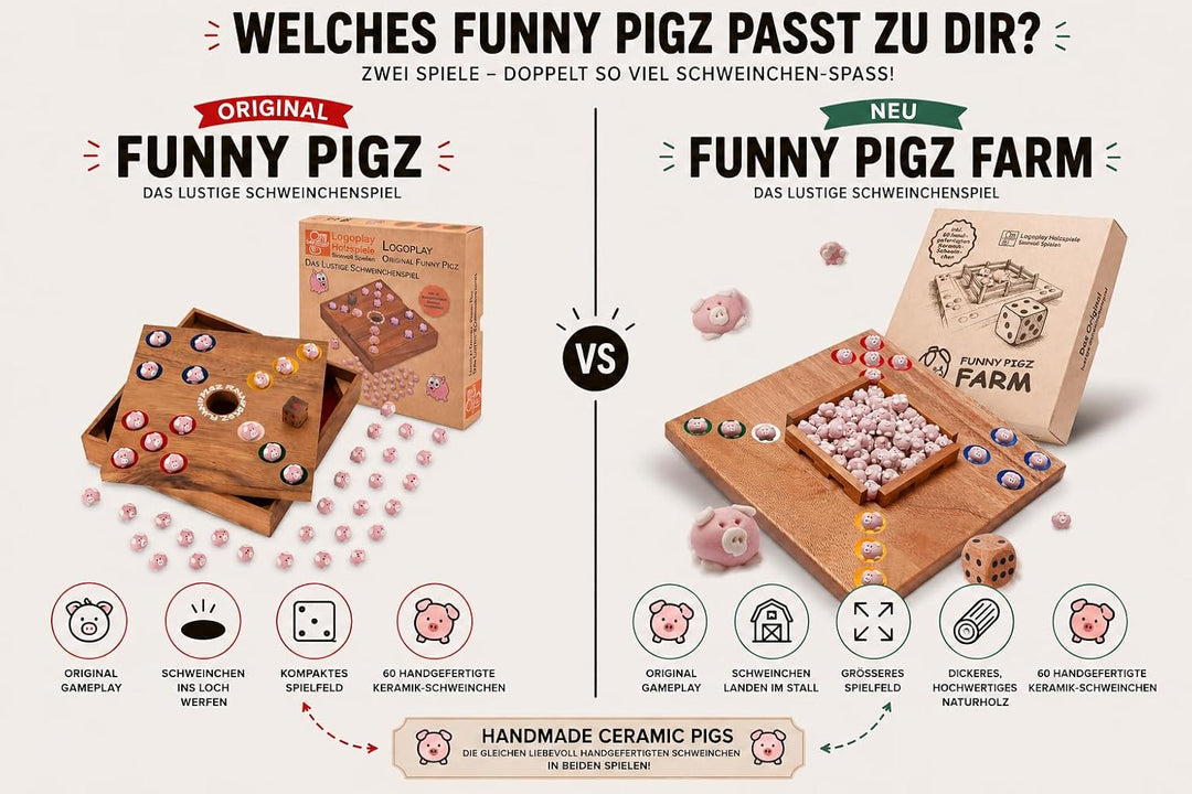 LOGOPLAY Funny Pigz Farm Schweinestall statt Schweineloch | Das beliebte Schweinchenspiel im neuen F