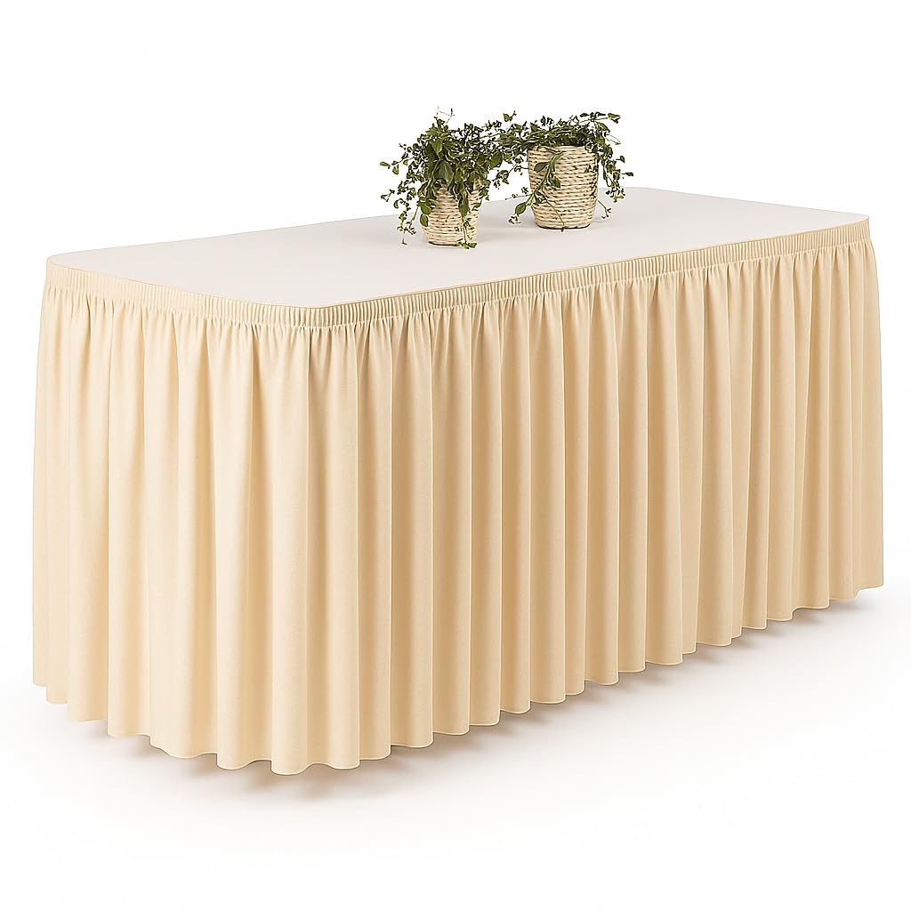 Skirting Tischrock mit Plisseefalte, Verschiedene Grössen und Farben, für Tische, Büffet (Ecru, 410
