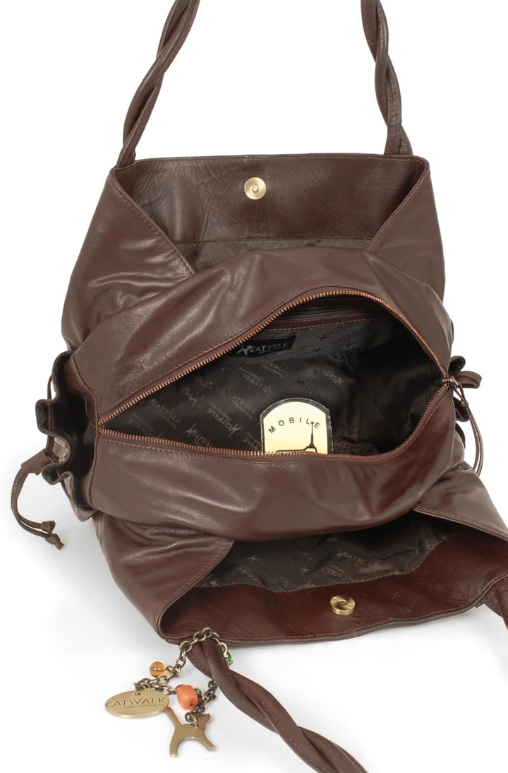 Catwalk Collection Handbags - Leder - Umhängetasche/Shopper/Tote - CAZ Braun, Braun