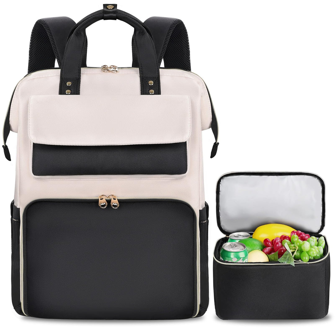 BERTASCHE Lunch Rucksack, Laptop Rucksack Damen 15,6 Zoll mit Isoliertes Kühltasche, 2-in-1-Arbeitsr