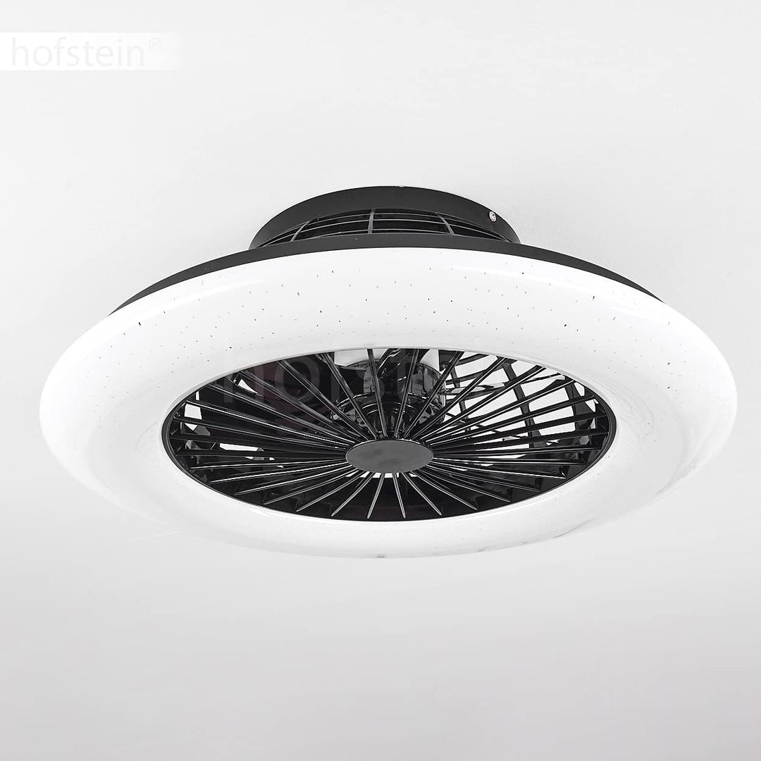 LED Deckenventilator Piraeus, Deckenlampe mit Ventilator aus Metall/Kunststoff mit Sternenhimmel-Opt