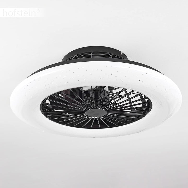 LED Deckenventilator Piraeus, Deckenlampe mit Ventilator aus Metall/Kunststoff mit Sternenhimmel-Opt