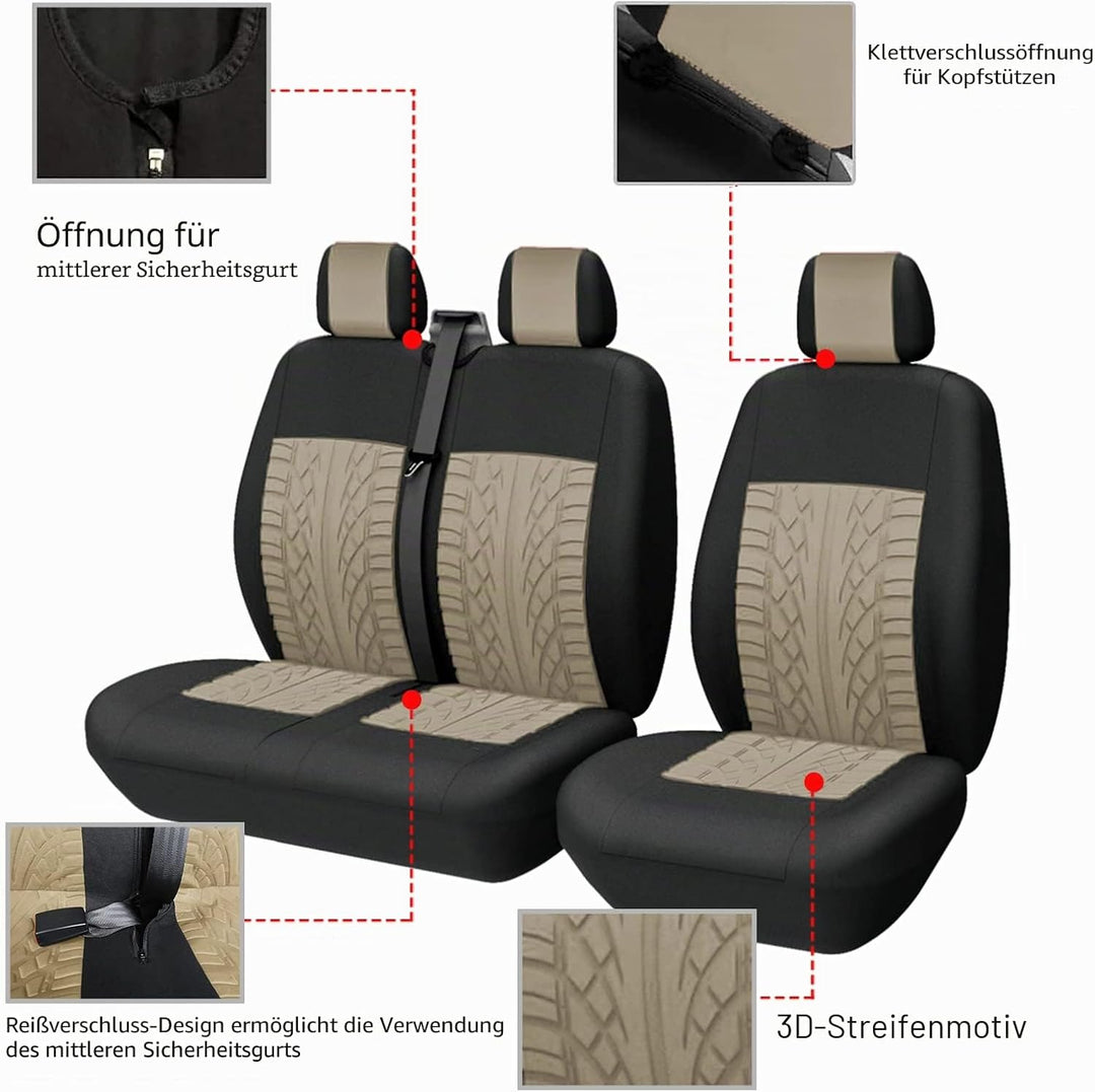 TOYOUN Universal Auto-Sitzbezüge für Transporter LKW Vorn Autositzbezüge 3D-Reifen-Spur-Muster Sitzb