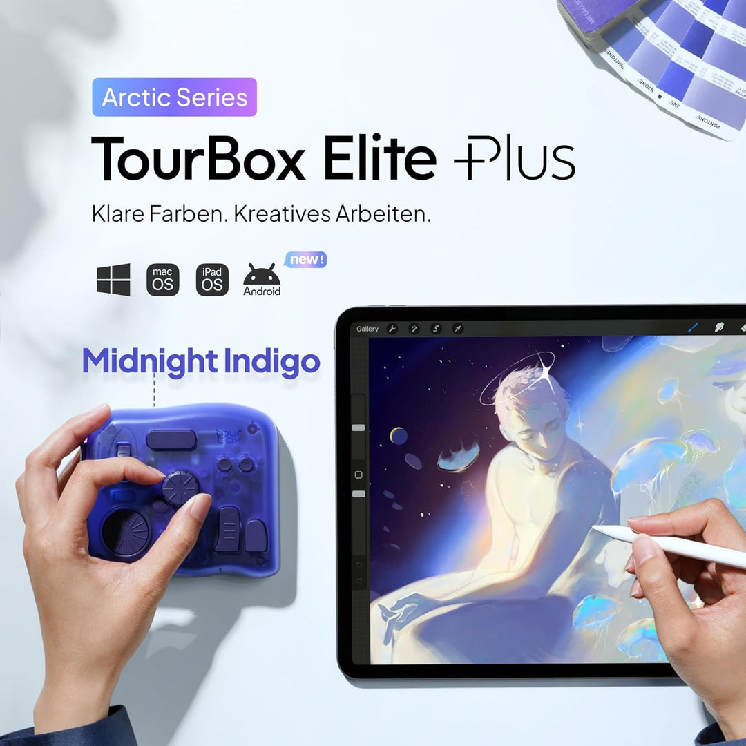 TOUR BOX Elite Plus All-IN-ONE Bluetooth Programmierbare Tastatur für Video- & Foto- Bearbeitung, Fa