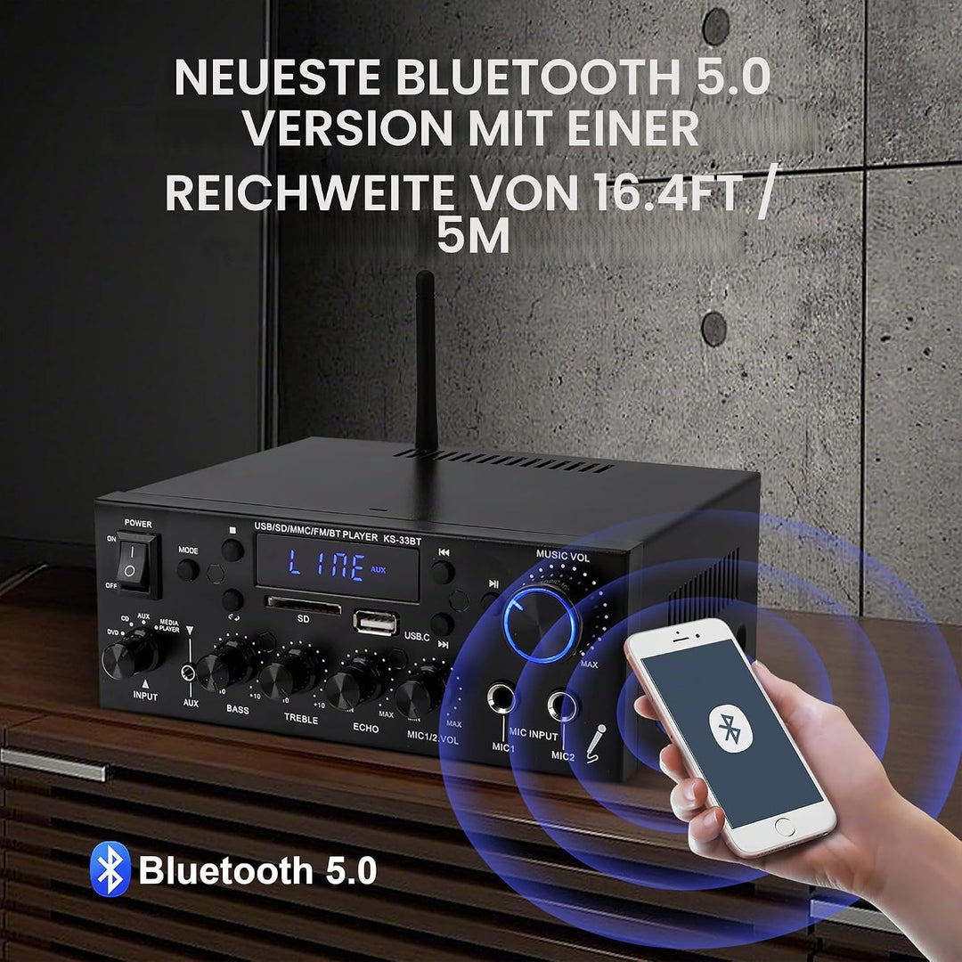 Mini Verstärker 60W+60W Digital Endverstärker Bluetooth Stereo Home Car Audio Verstärker USB SD FM M