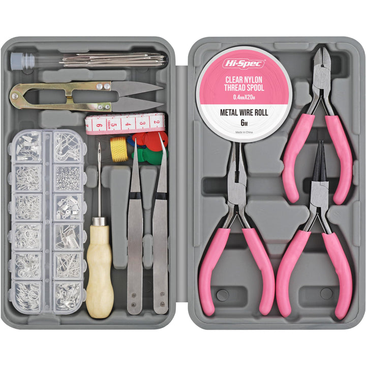 Hi-Spec 17tlg. Schmuckherstellungsset mit Werkzeugen und 600tlg. Zubehörset. Zangen und Draht für ha