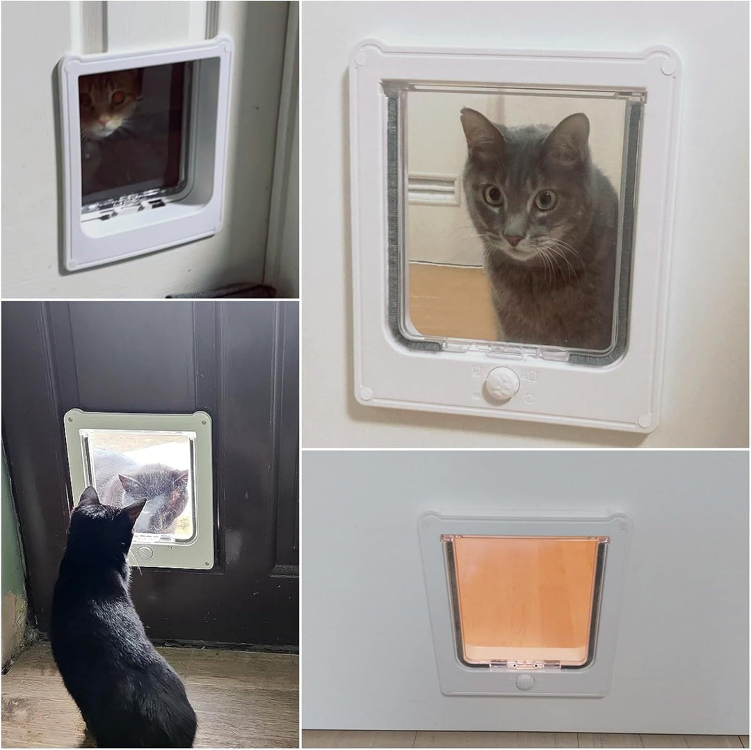 Enjoying Katzenklappe - Aussen Grösse 23,5 x 27,5 cm, 4 Wege Verriegelung Sicherheits-Haustiertür We