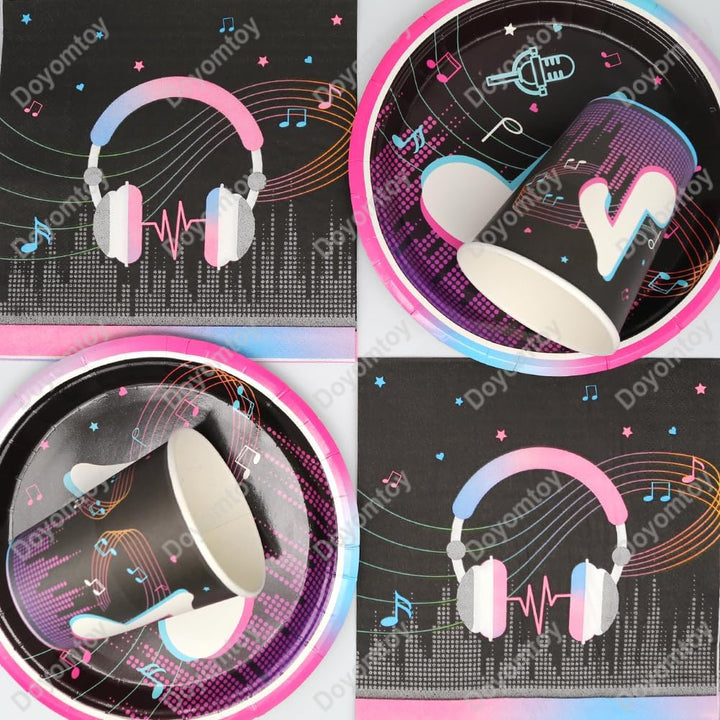 Musik Geburtstag Deko,Doyomtoy 50 Stück Musiknoten Partygeschirr Set Cake Topper Musik Geburtstag Pa