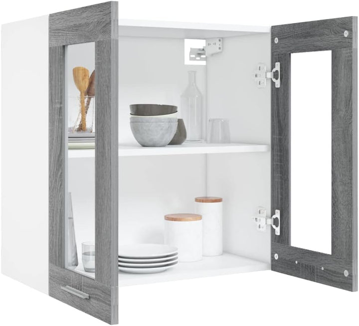 Hängeschrank Glas Grau Sonoma 60x31x60 cm Holz KüChenschrank HäNgeschrank KüChe Vorratsschrank Schra