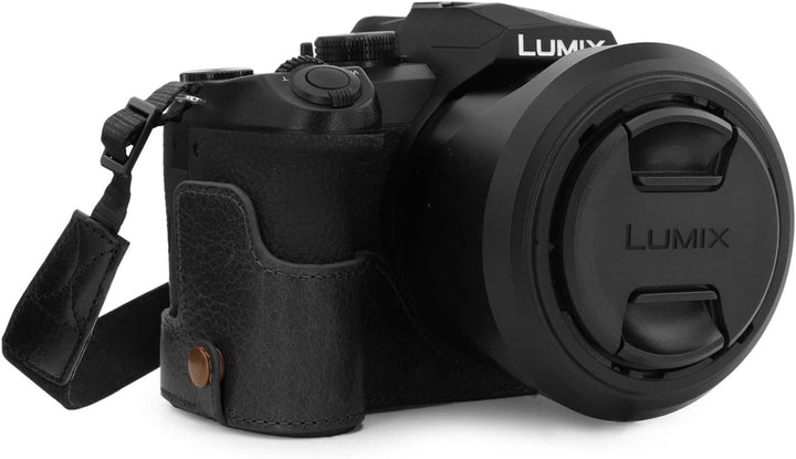 MegaGear MG1681 Ever Ready Kameratasche aus echtem Leder, kompatibel mit Leica V-Lux 5, Panasonic Lu