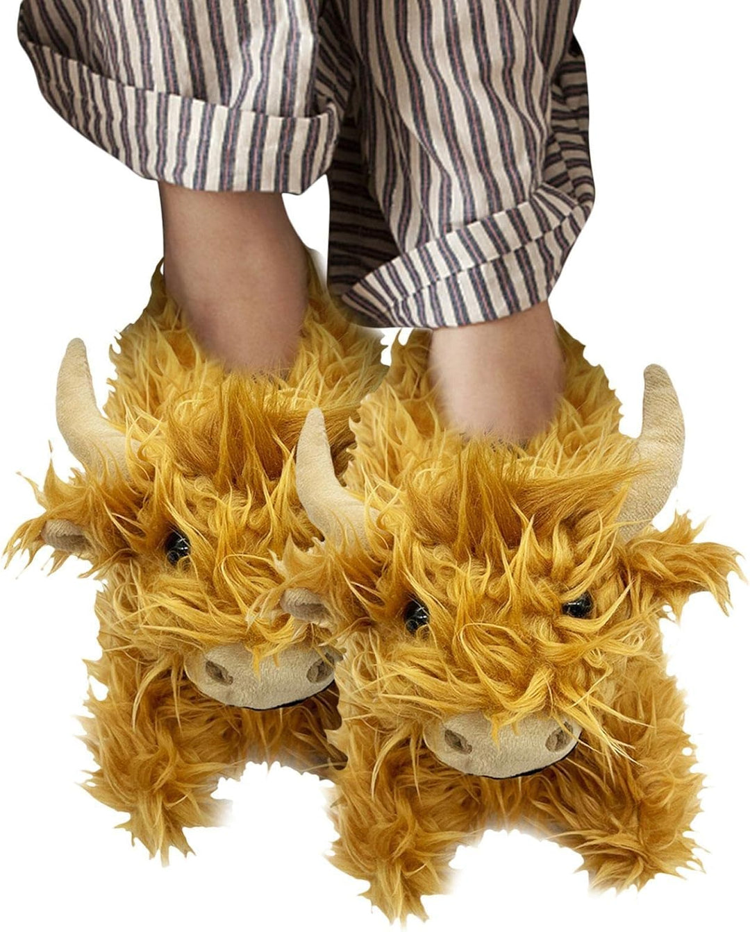 Abonda Hochland-Kuh-Hausschuhe, rutschfeste, schottische Fuzzy-Hausschuhe für Kinder, niedliche Rind