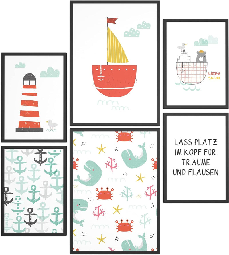 Papierschmiede® Bilder Kinderzimmer Kids Mood Poster Set Ahoi Strand, Kinderzimmer Bilder Babyzimmer