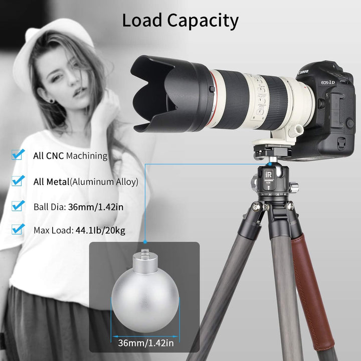 INNOREL N36 Kugelkopf Stativköpfe Tripod Head Niedrige Profile Kugelkopf 360 Grad Drehbarer Durchmes