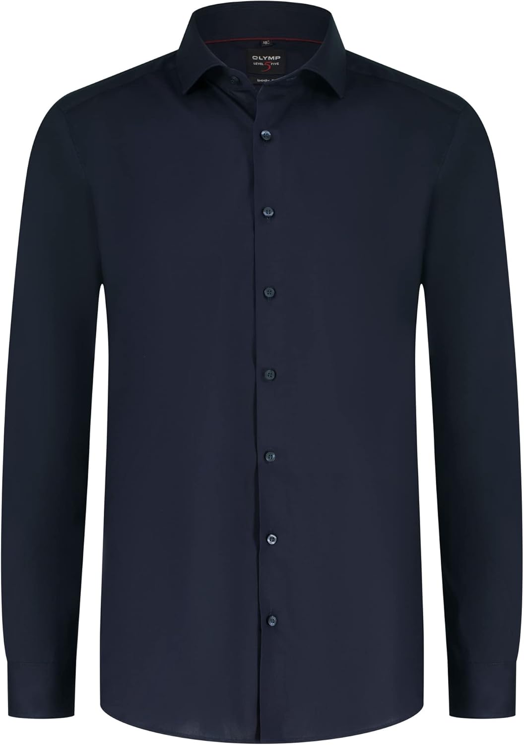 OLYMP Herren Businesshemd Langarm Level Five,Einfarbig,Body fit,Royal Kent 39 Marine 18, 39 Marine 1