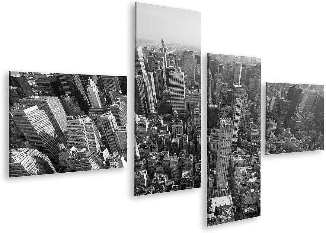 islandburner Bild auf Leinwand New York City Manhattan Skyline Schwarz Weiss Luftbild Bilder Wandbil