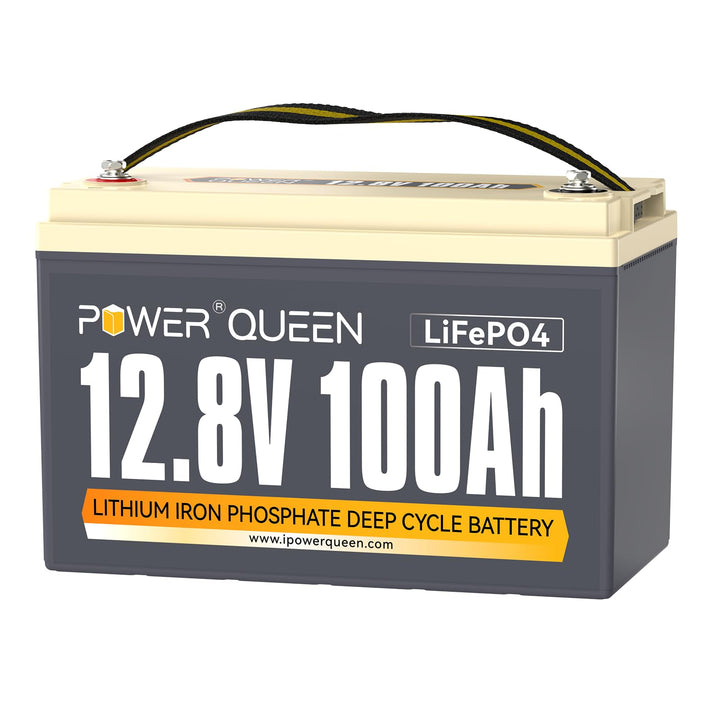 Power Queen 12V 100Ah LiFePO4 Lithium Batterie, 1280Wh Akku mit 100A BMS, 4000+ Ladezyklen, perfekt