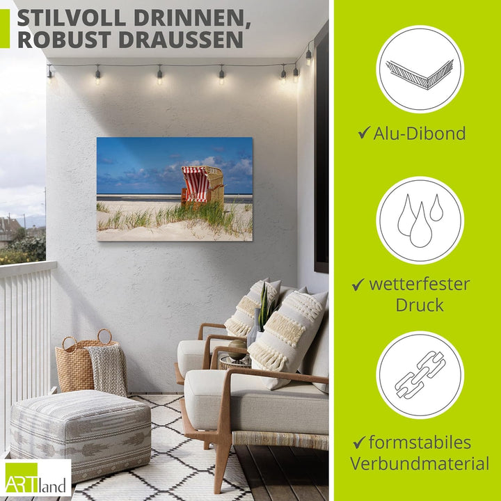 ARTland Wandbild Alu Verbundplatte für Innen & Outdoor Bild 60x40 cm Maritime Deko Sommer Meer Nords