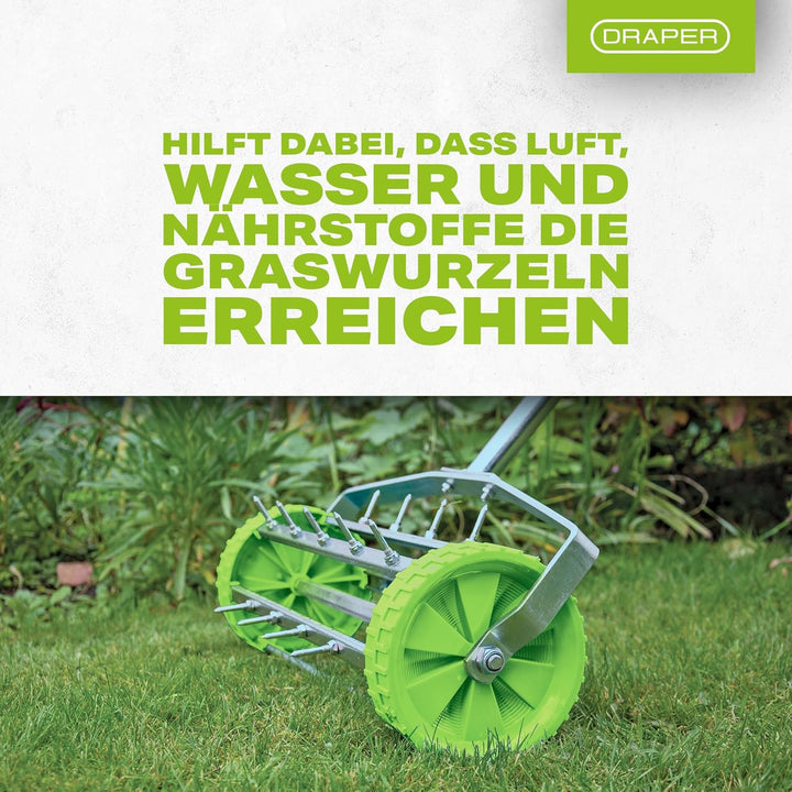 Draper Rollender Rasenlüfter mit 450 mm Stacheltrommel — 83983 — für Gartengrasbelüftung mit 33 mm Z