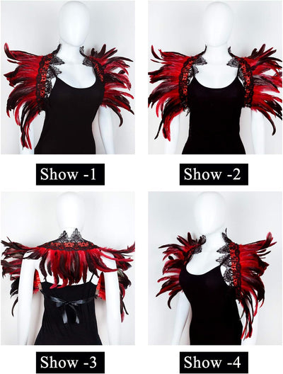 keland Damen Feder Umhang Schal Kragen Bolero Gothic Federkragen Federumhang Schultertuch Federschul