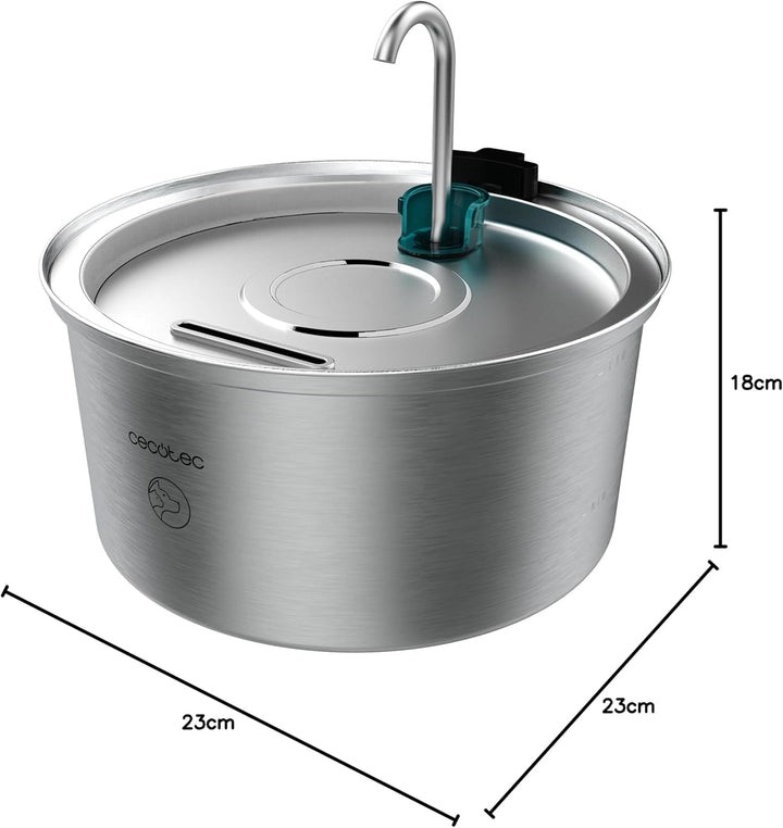 Cecotec Pumba 3200 Refresh INOX Automatischer Katzenbrunnen für Katzen, Haustiere, Fassungsvermögen