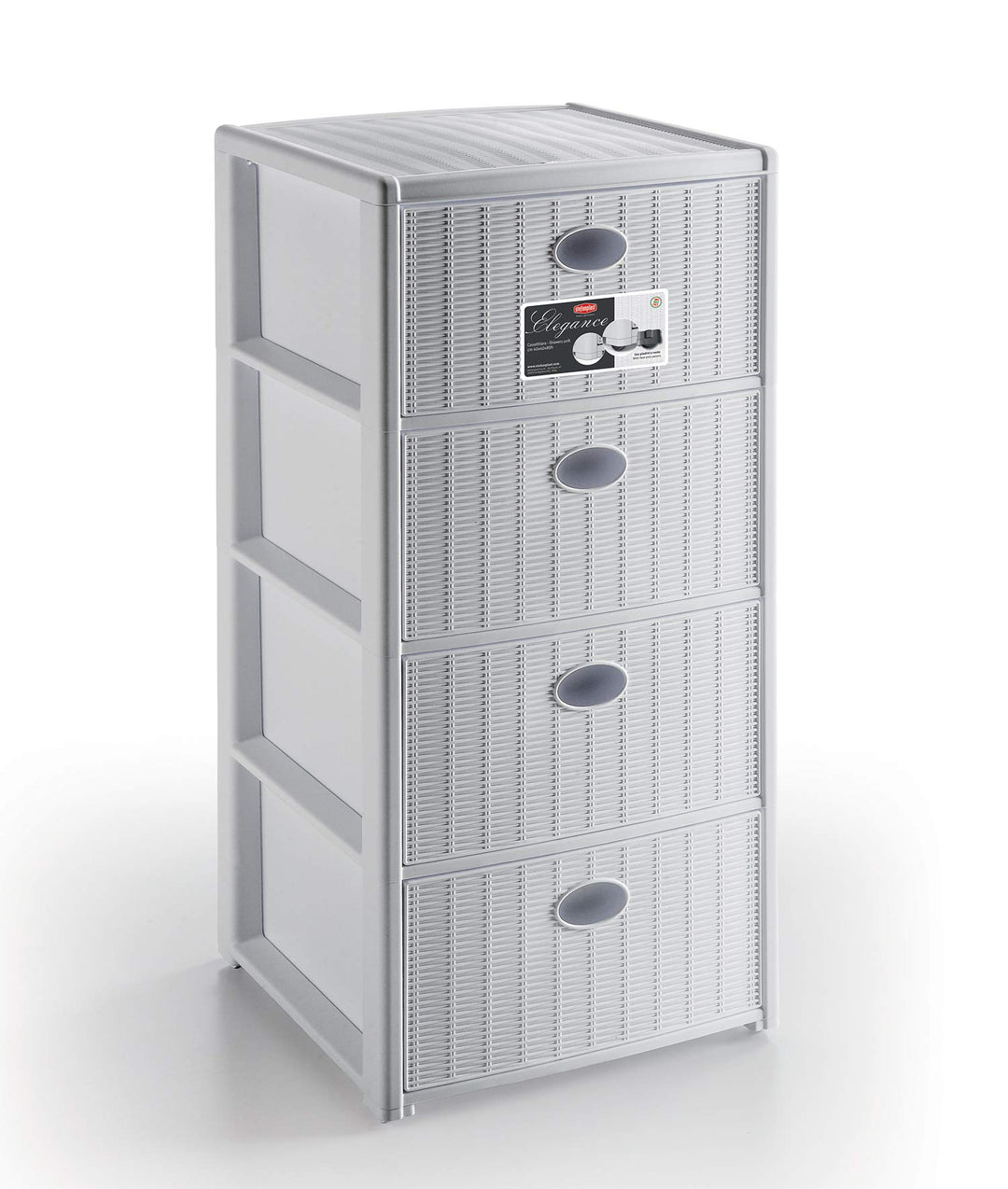 Stefanplast Elegance Kommode 4 Schubladen, Weiss cm 40x40x80h 15,7"x15,7"x31,5"h Bianco, Bianco