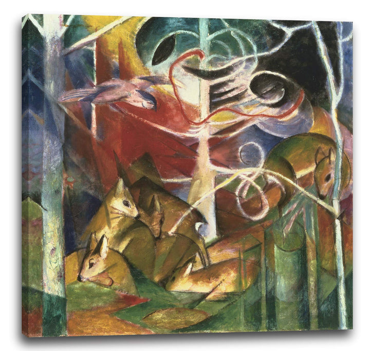 Printed Paintings Leinwand (70x70cm): Franz Marc - Rehe im Wald I (1913) 70x70 cm, 70x70 cm