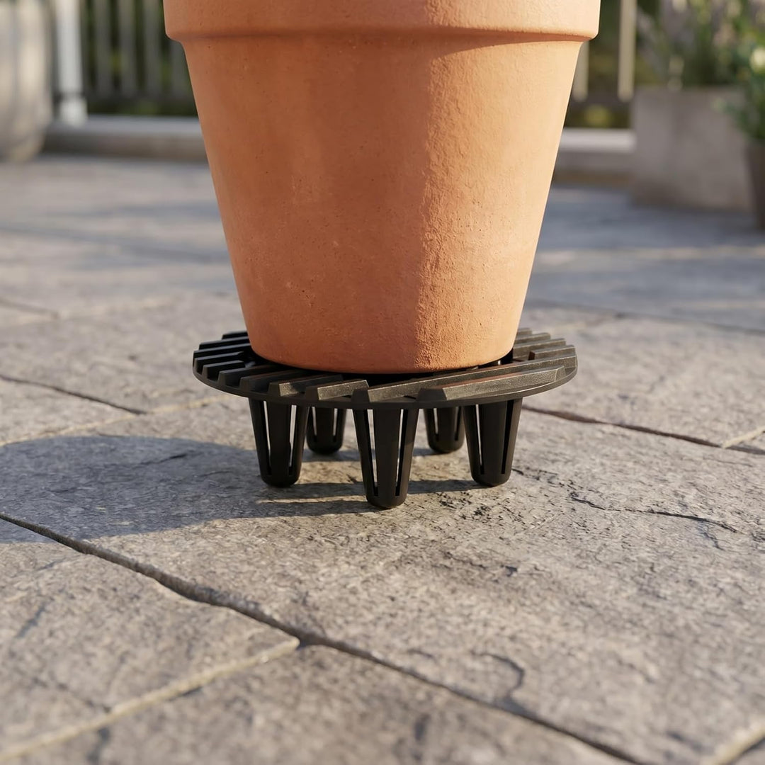POPETPOP Blumentopfheber Rund 10cm aus Kunststoff Pflanzkübelständer mit Drainagegitter für Innen Au