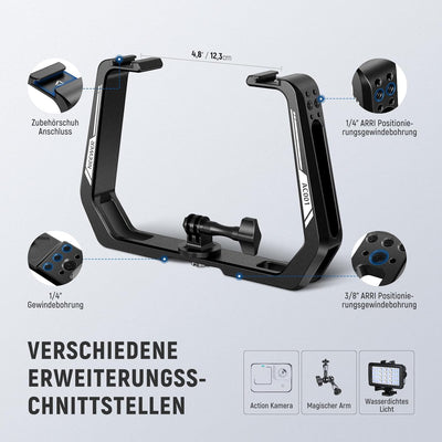 NEEWER Action Kamera Unterwasser Tauchgerät, Aluminiumlegierung schwarzer U förmiger Handgriff mit 1