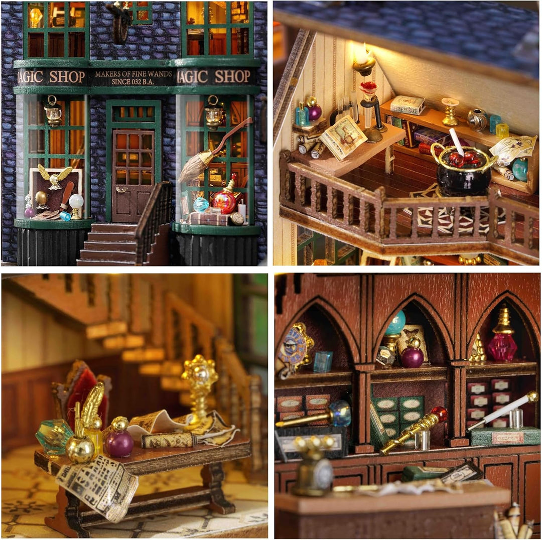 CUTEROOM Miniatur Haus, DIY Puppenhaus Set aus Holz, Mini Hausbau-Set mit Möbeln und LED Licht, Gebu