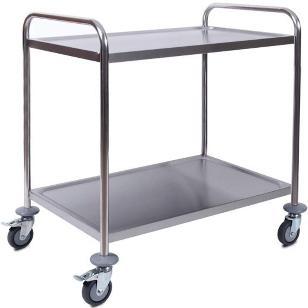 ZORRO - Edelstahl Servierwagen ZSW 2-2 Böden - Leichtlaufräder mit Fussbremse - Küchenwagen - Gastro