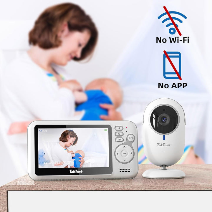 TakTark Babyphone mit Kamera, 4.3'' Video Baby Monitor, Babyphone Babyfon mit Kamera und Audio mit V