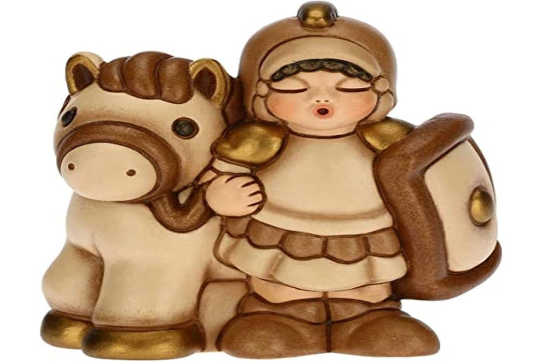 THUN - Figur Soldat Krippe mit Pferd - Weihnachtsdekoration Haus - Linie Krippe, Variante Beige - Ke