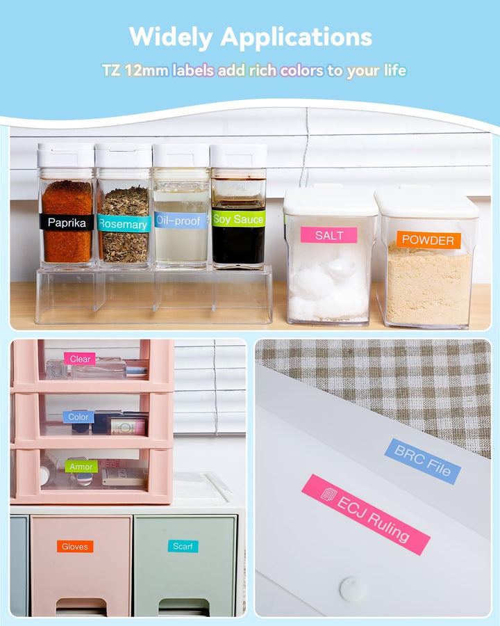 MarkField 6x Kompatible Schriftband für Brother P-Touch Label Maker TZ-MQP35 TZe-335 12mm x 8m 0,47