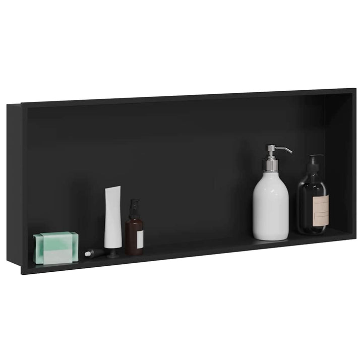 vidaXL Duschnische Schwarz 75 x 30 x 9,5 cm Edelstahl, Modernes Badezimmer-Design, rechteckige Dusch
