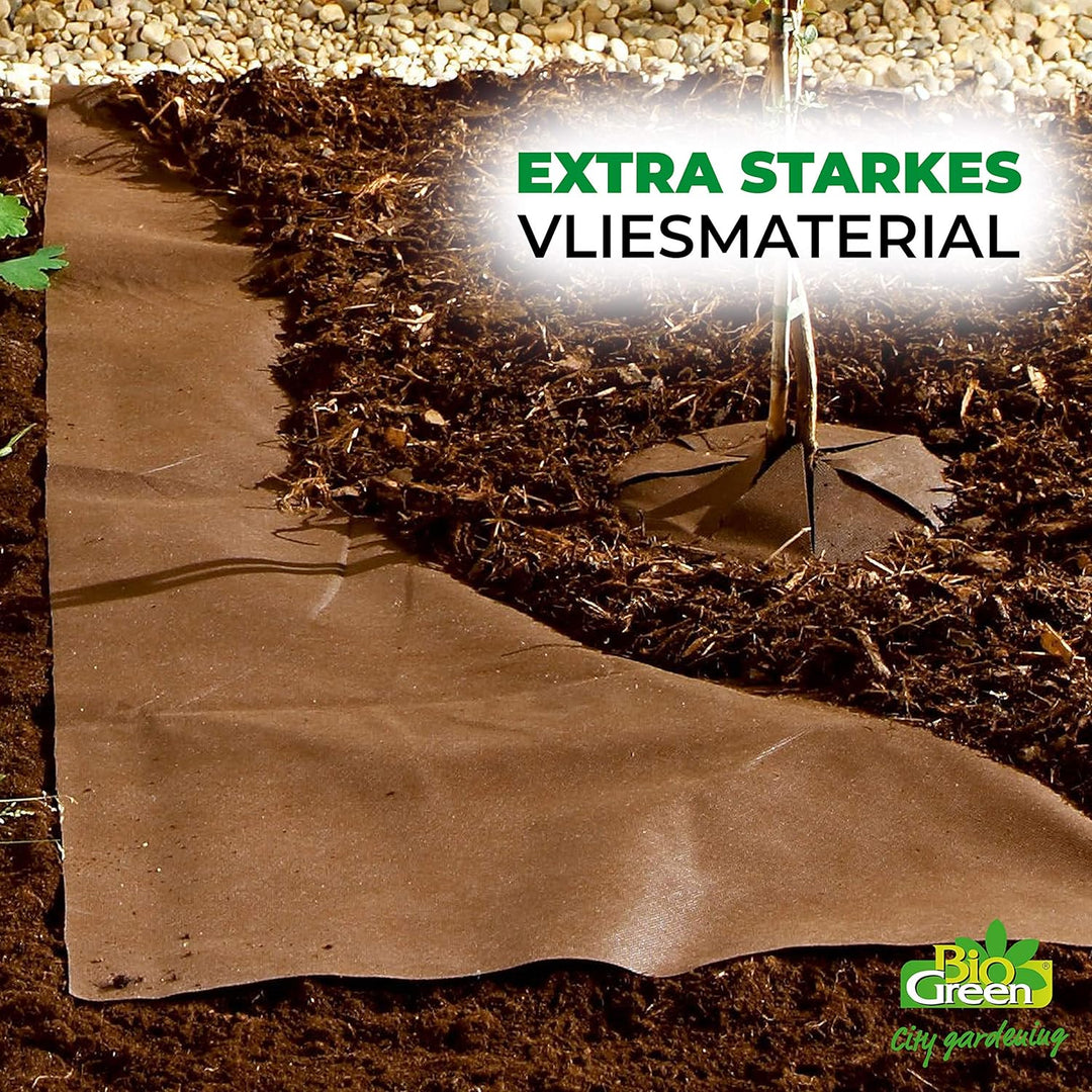 Bio Green Unkrautvlies 30m² Gartenvlies zur Beetabdeckung gegen Unkraut, Bio-Mulchvlies, wasserdurch