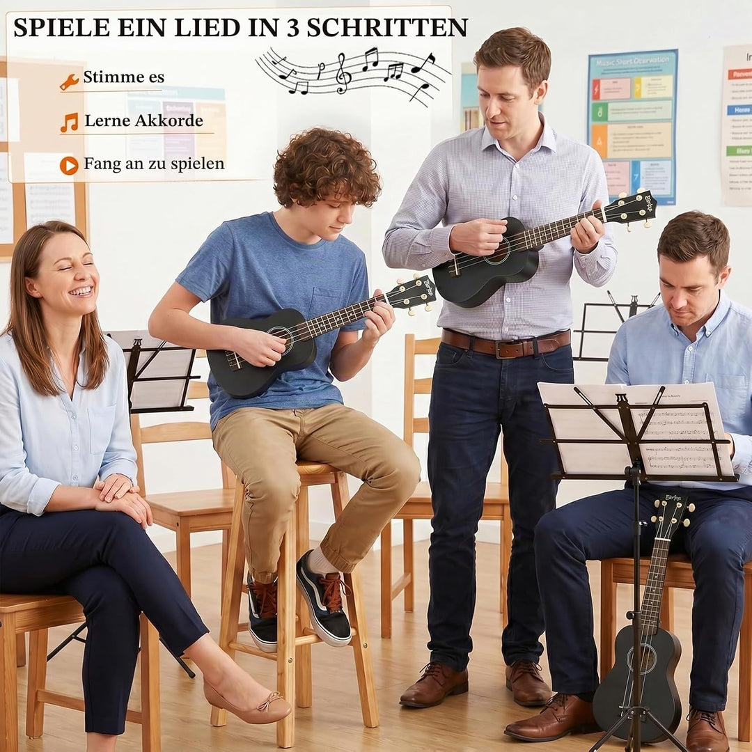 Everjoys Sopran Ukulele Set für Kinder und Erwachsene 21 Zoll Ukulele Starter Kit mit Tasche, Tuner,