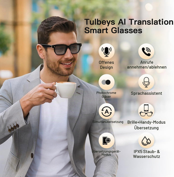 2026 AI Smart Brille Für Reisen, Meetings und Business Schwarz, Schwarz