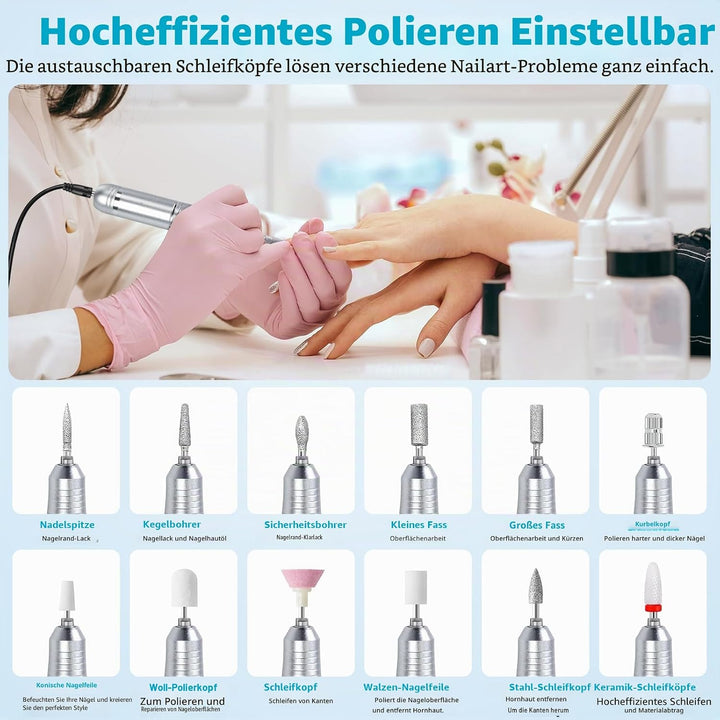 Elektrische Nagelfeile, Professionell Elektrische Nagelfräser mit LCD-Display, 45000 U/Min Tragbare