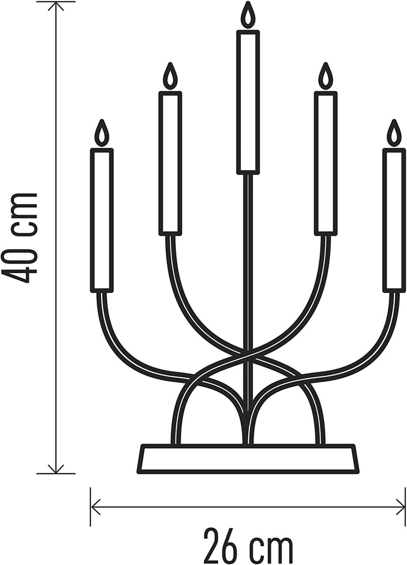 EMOS Metall LED-Kerzenständer, klassisch, Metall-Ständer mit 5 LED-Kerzen, weiss, Batteriebetrieben