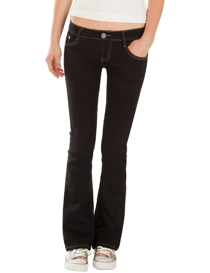 Fraternel Damen Jeans Hosen Bootcut Hüftjeans Schlaghose S Schwarz, S Schwarz