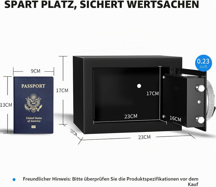 WASJOYE Mini Safe Tresor MöBeltresor Klein,Mini Tresor mit Schlüssel,Tresor Kinder mit Zahlenschloss