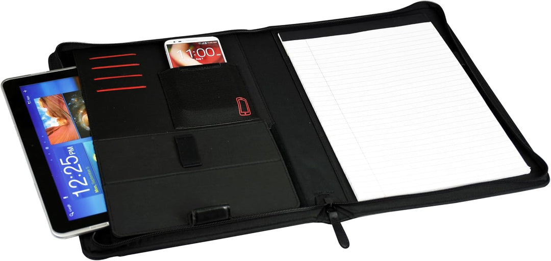 monolith 2000002945 – Tablet Konferenzmappe in schwarz, Schreibmappe in Leder-Optik, Dokumentenmappe